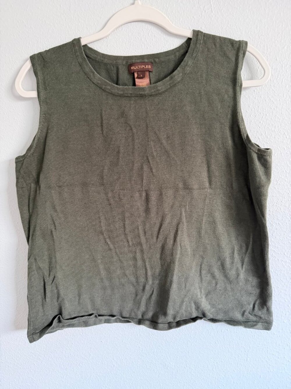 Multiples Olive Sleeveless Knit Top Size L